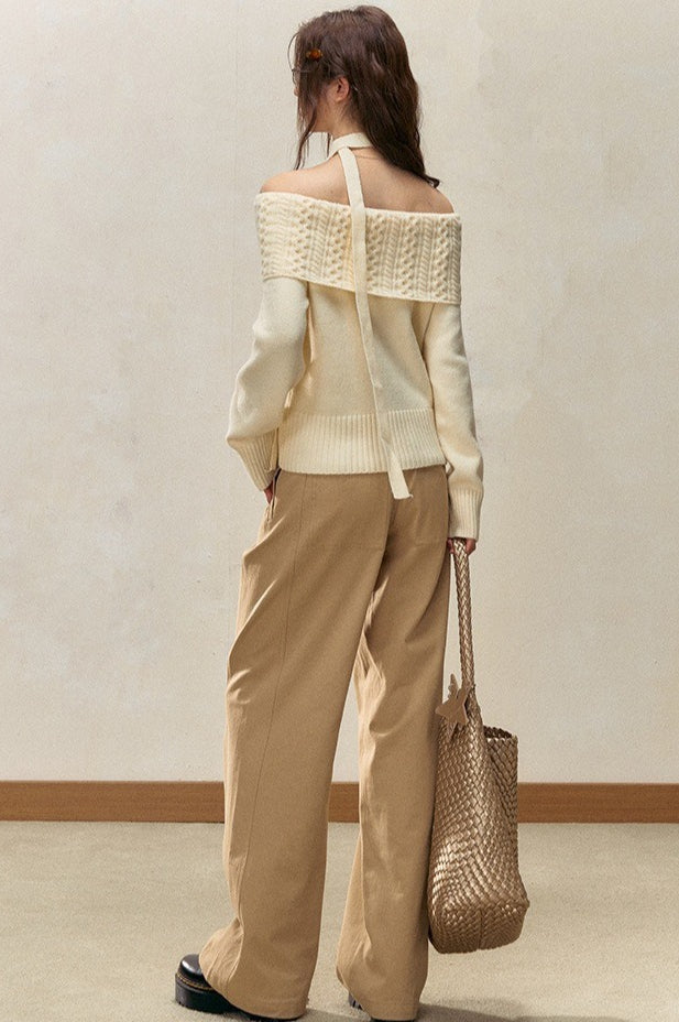 Off-the-shoulder Fitted Cable Knit Blouse image 4