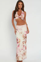 Sexy Halter Floral Print Skirt Set image 8
