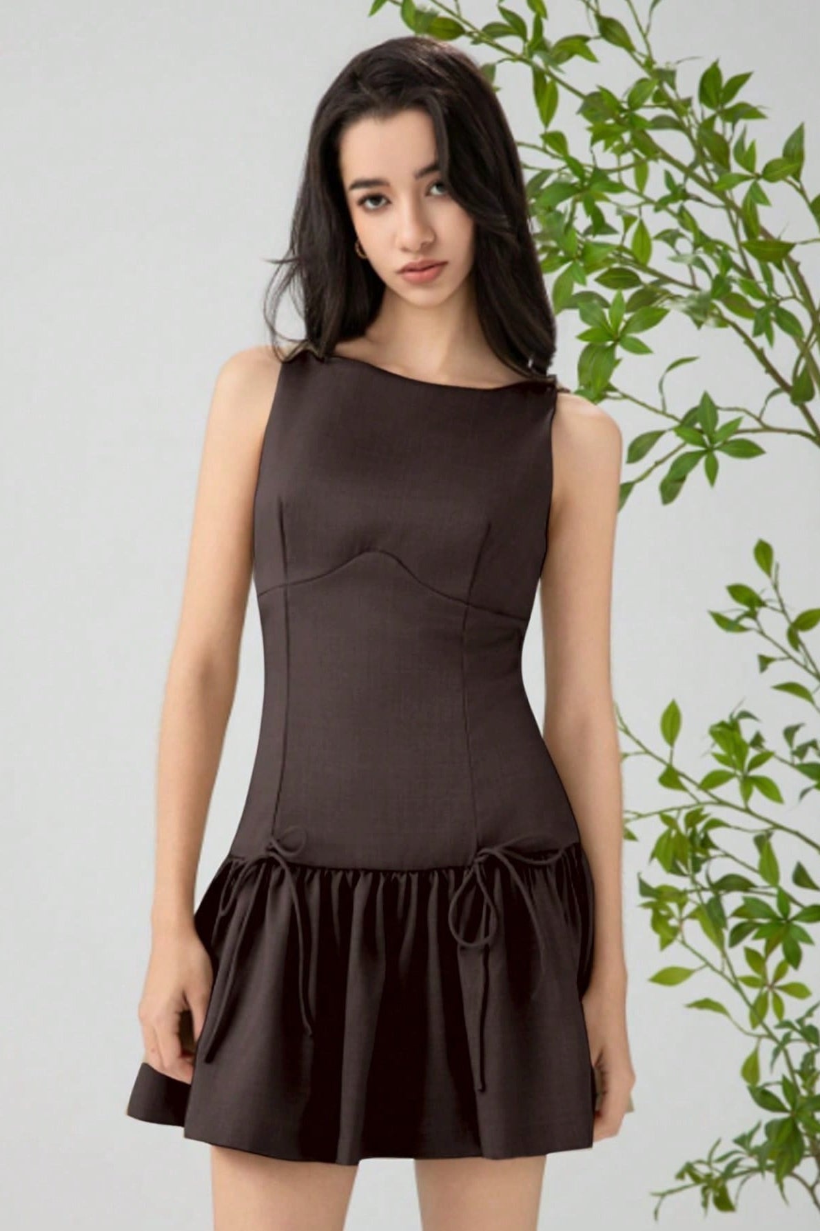 Solid Color Bow Sleeveless Mini Dress image 7