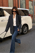 Black Slouchy Retro Style Blazer image 11