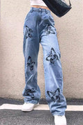 Butterfly Print Loose Straight Jeans image 1
