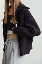 Naval-Collar Zip Lazy-Style Thick Knit Cardigan image 12