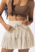 Mesh High Waist Lace Pleated Mini Skirt image 4
