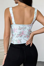 Floral Print Boned Cross Tie Bow Tank Top image 15