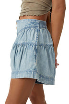 Ruffled Hem A line Denim Casual Shorts image 3