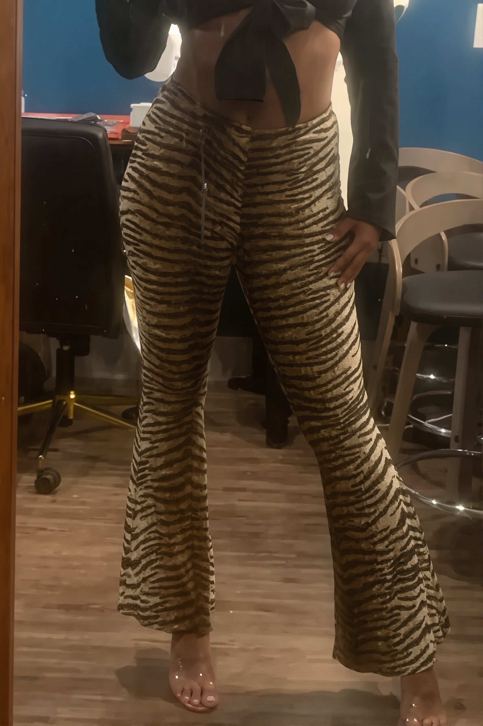 High Waist Slim Leopard Flared Pants image 6