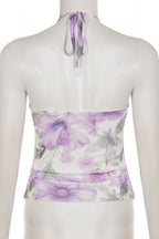 Floral Print Beaded Romantic Halter Top image 6