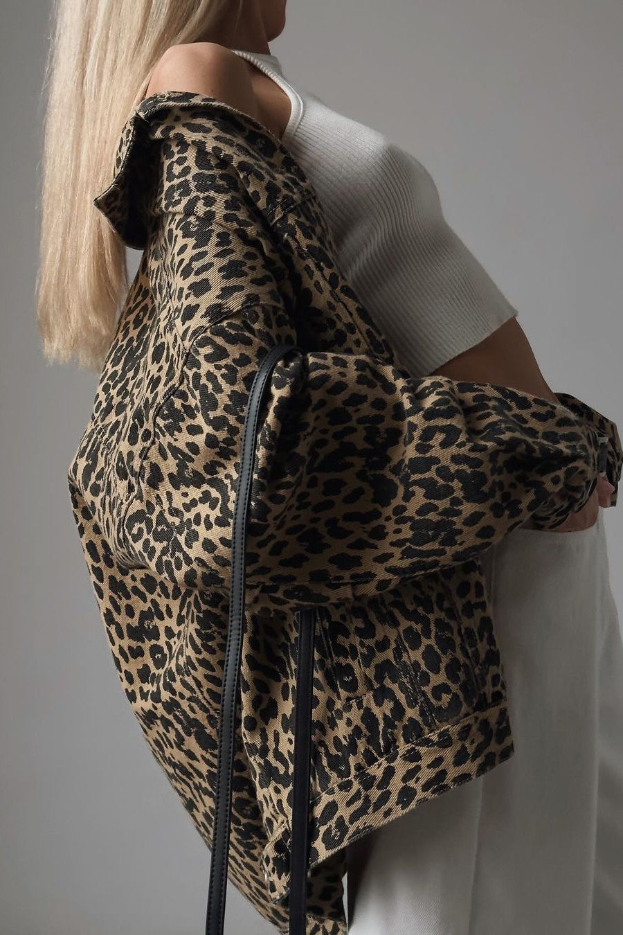 Vintage Leopard Print Denim Blouse image 4