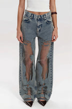 Vintage Splice Sheer Texture Jeans image 1