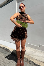 Polka Dot Ruched Bodycon Mini Dress image 3