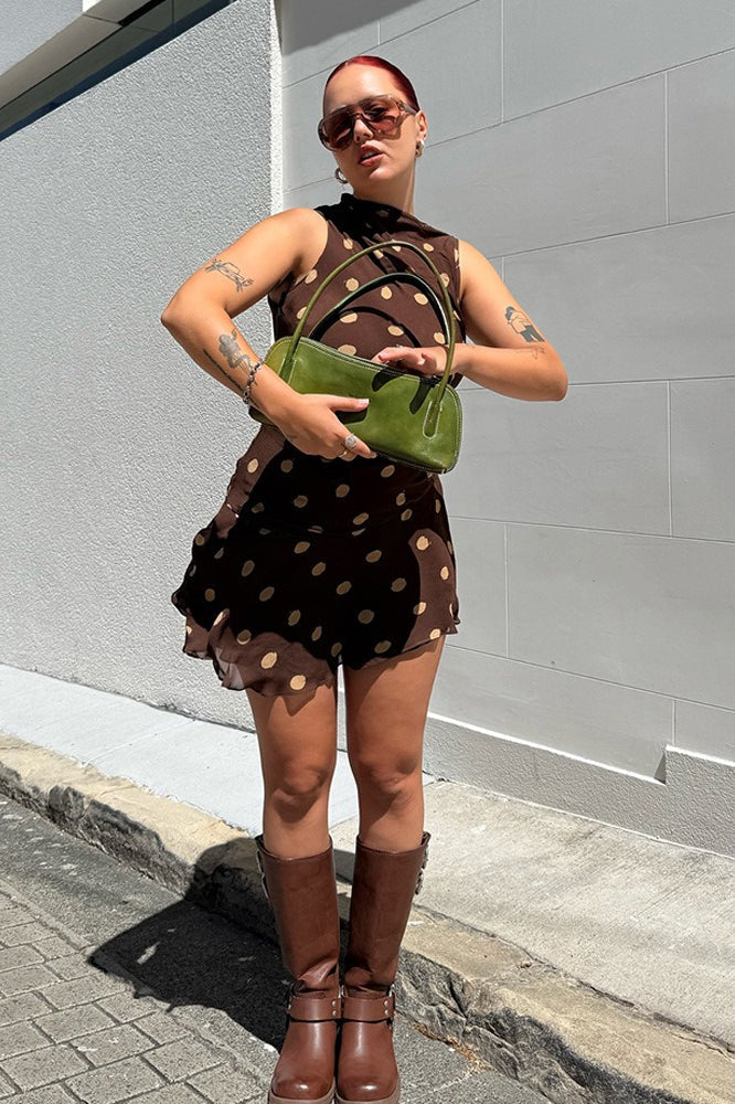 Polka Dot Ruched Bodycon Mini Dress image 3