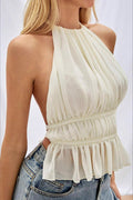 Elegant Backless Chiffon Tie Halter Top image 1