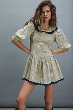 Vintage Polka Dot Peter Pan Collar Puff Sleeve Mini Dress image 8