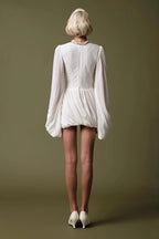 Casual Pleated Long Sleeve Mini Dress image 4