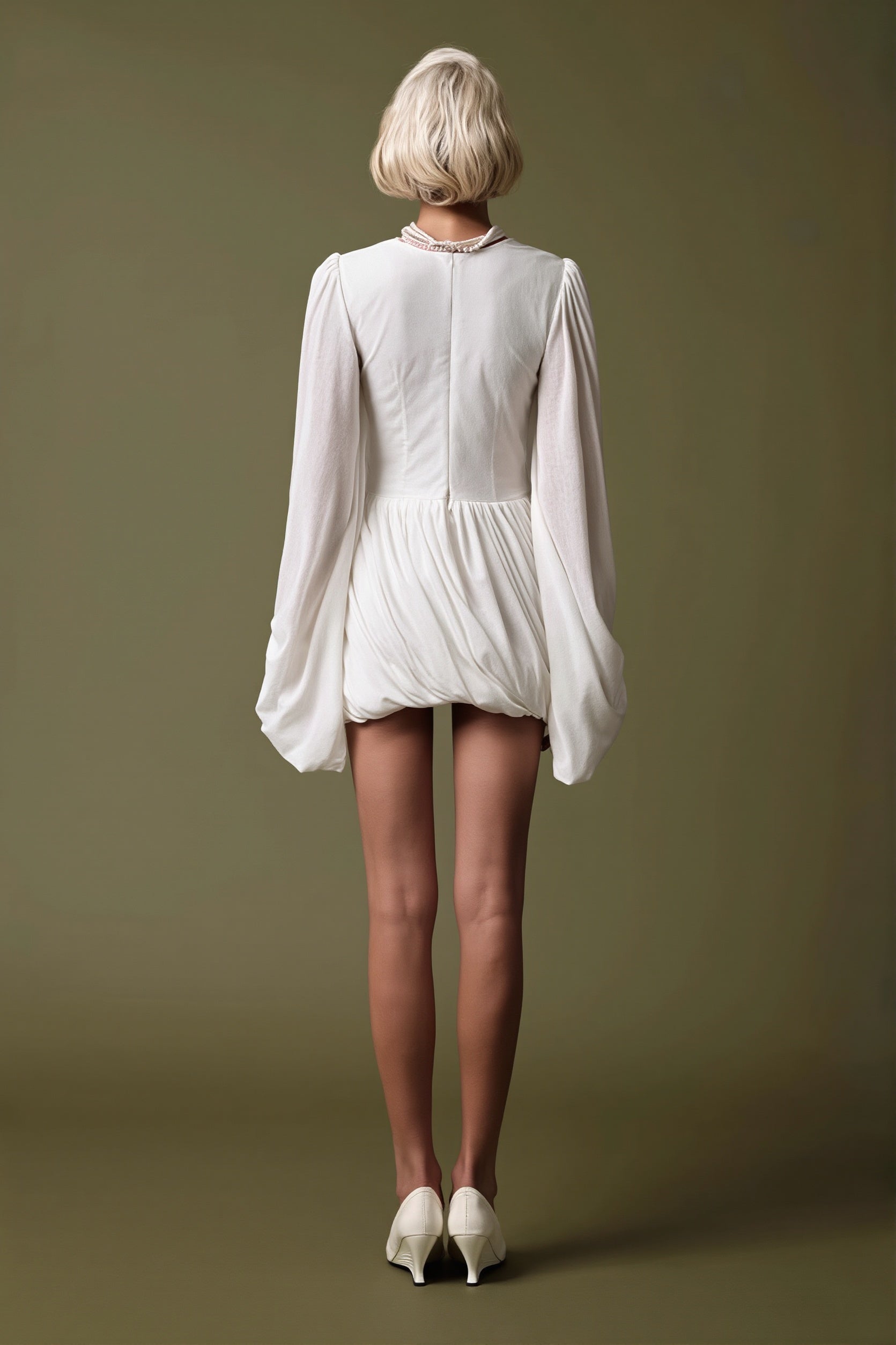 Casual Pleated Long Sleeve Mini Dress image 4