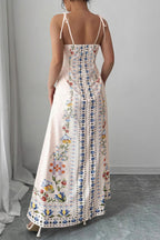 Elegant Floral Print Unique Spaghetti Strap Sleeveless Maxi Dress image 2