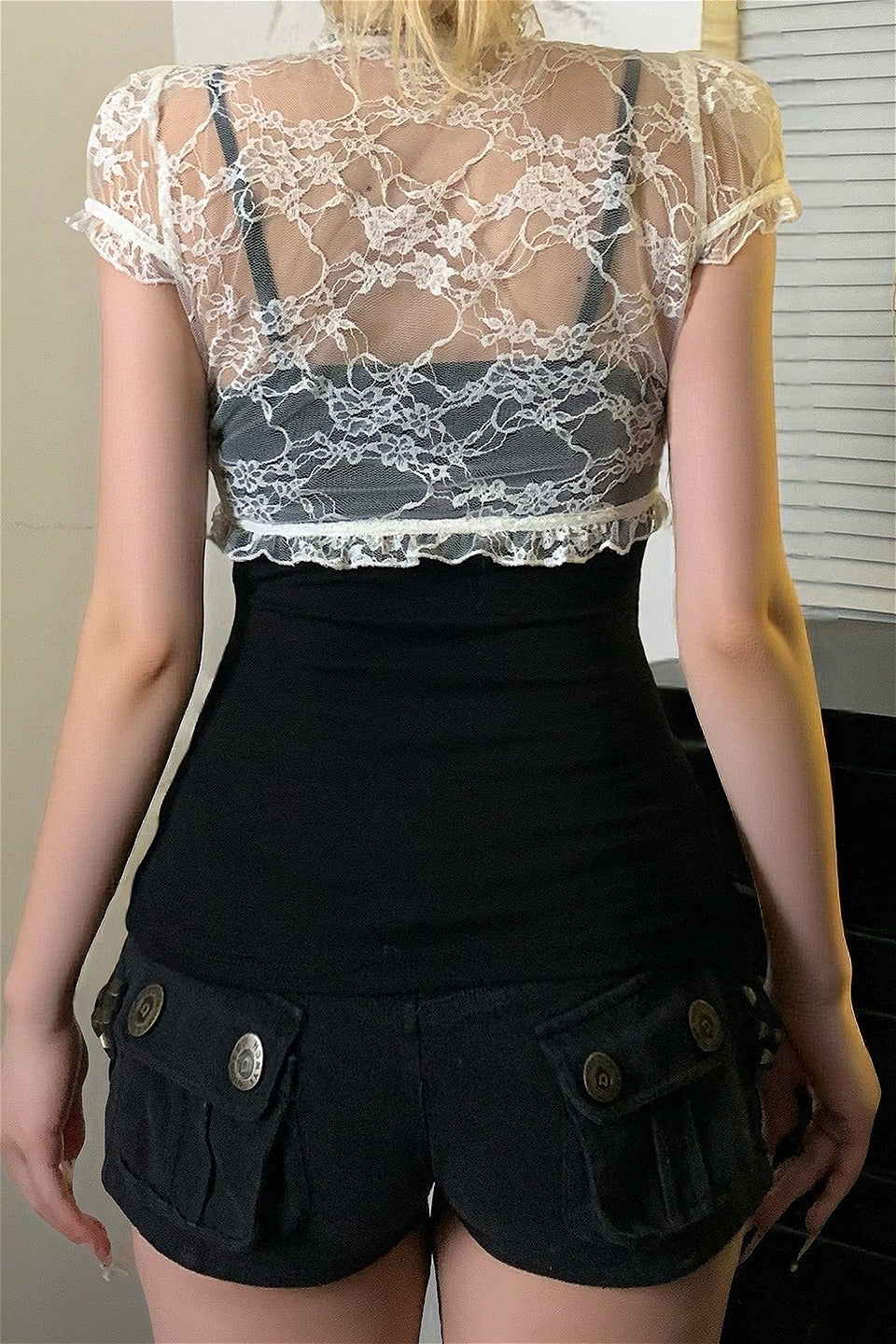 Lace Patchwork Mesh Twin Set Blouse image 4