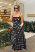 Boho Polka Dot Lace Trim Cami Maxi Dress image 1