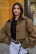 Chic Pleated Detail Short Coat image 1