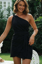 One-Shoulder Belted Asymmetrical Cocktail Dress image 6