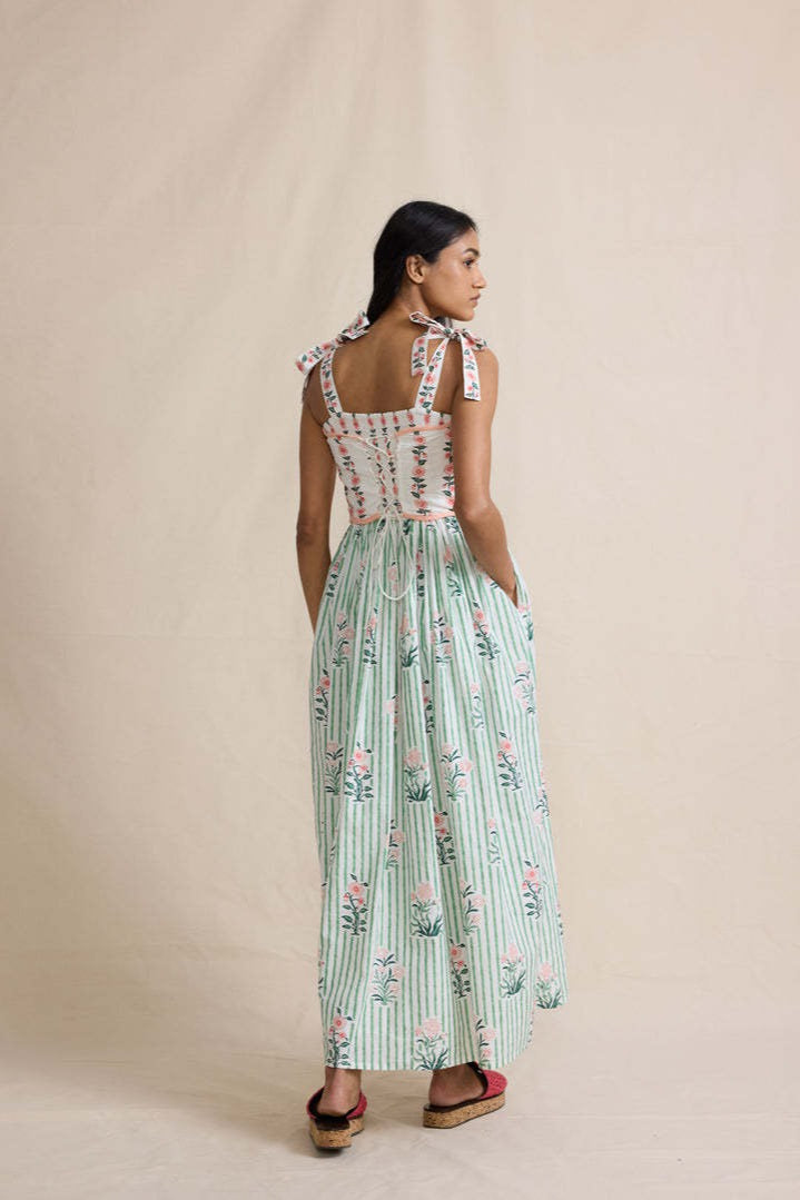 Floral Print Ruched Maxi Boho Dress image 3