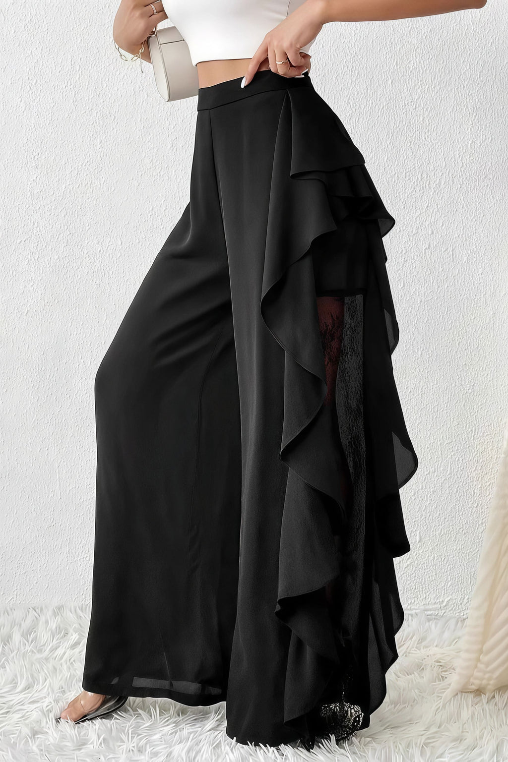 Irregular Split Lace Wide Leg Pants image 2