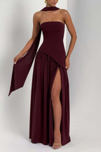 Solid Bustier High Slit Formal Dress image 21