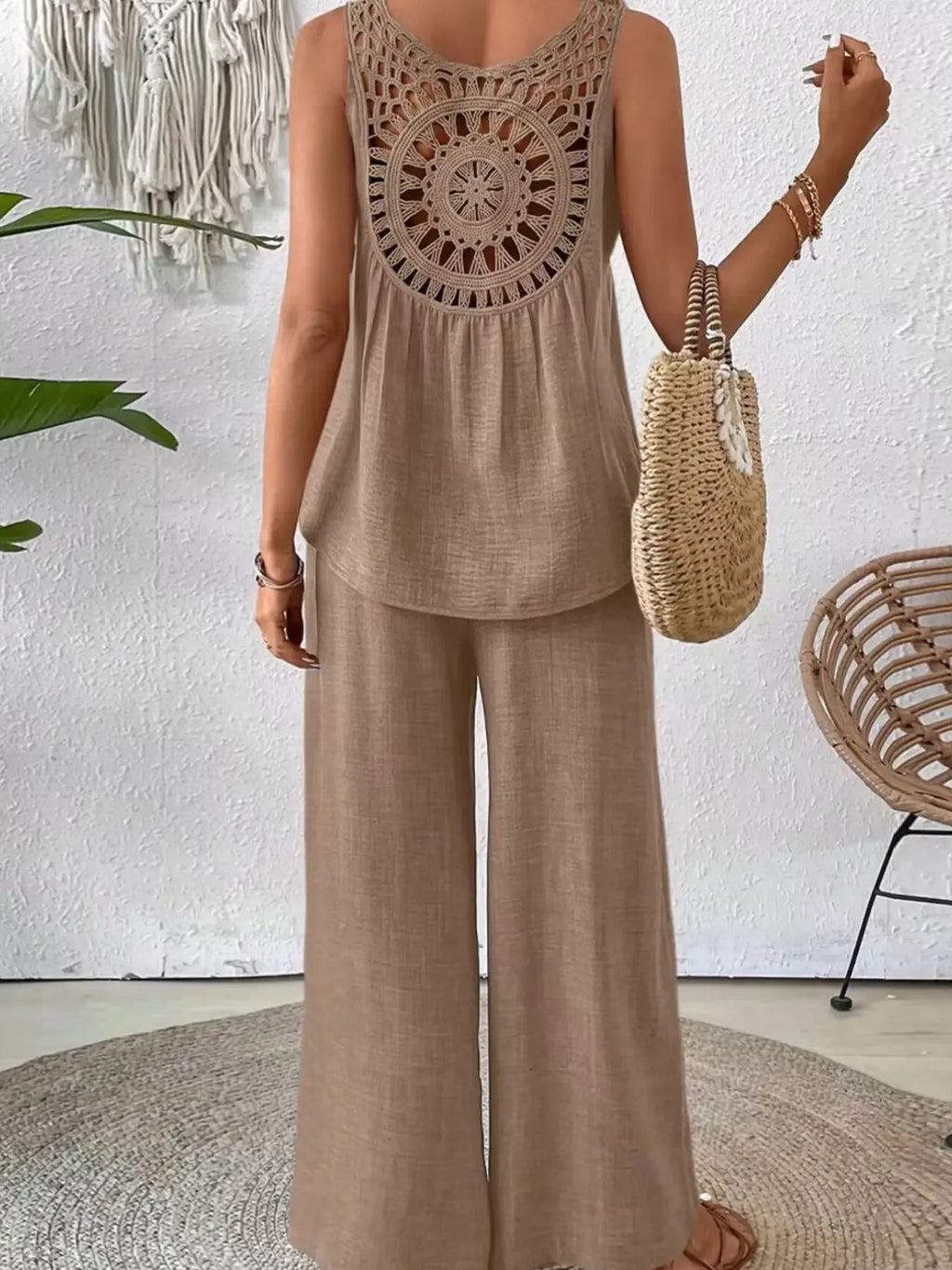 Camille Wide Leg Set detail view styled for Avrienne