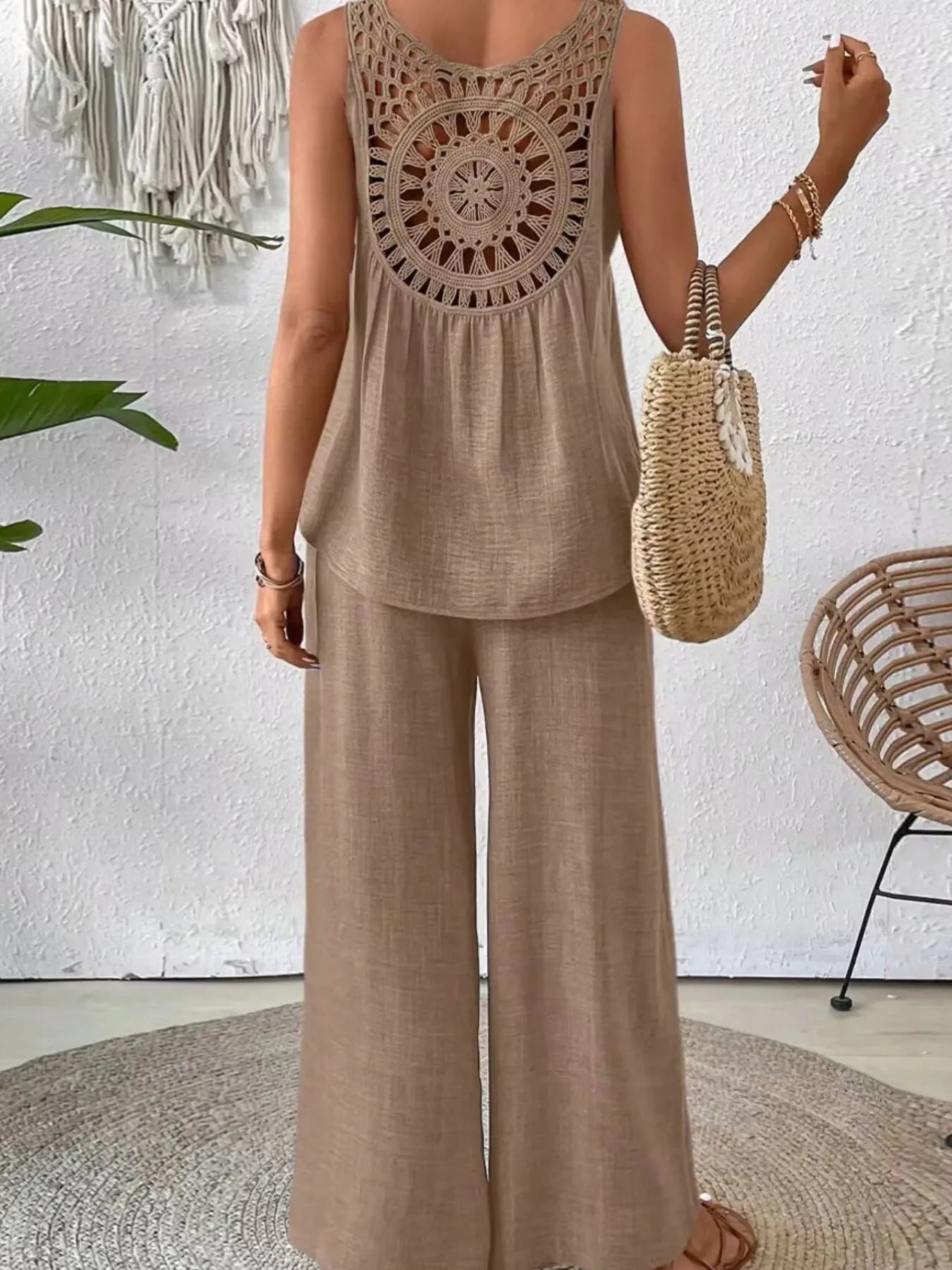 Camille Wide Leg Set detail view styled for Avrienne