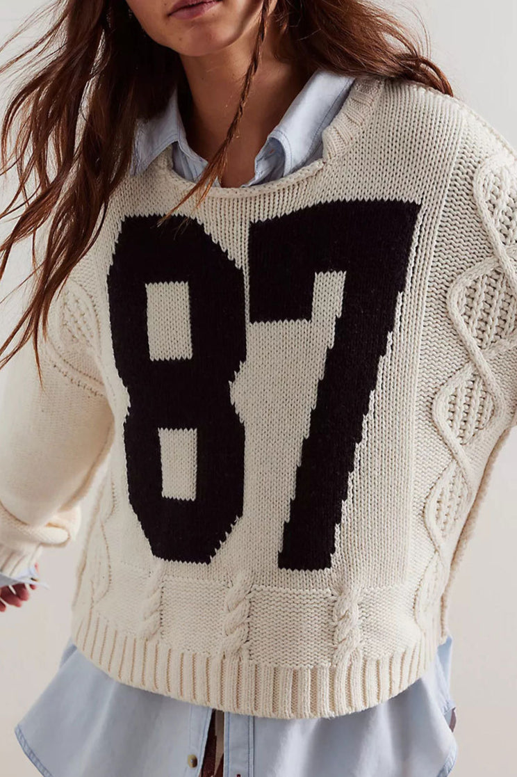Colorblock Digital Print Oversized Knit Sweater image 2