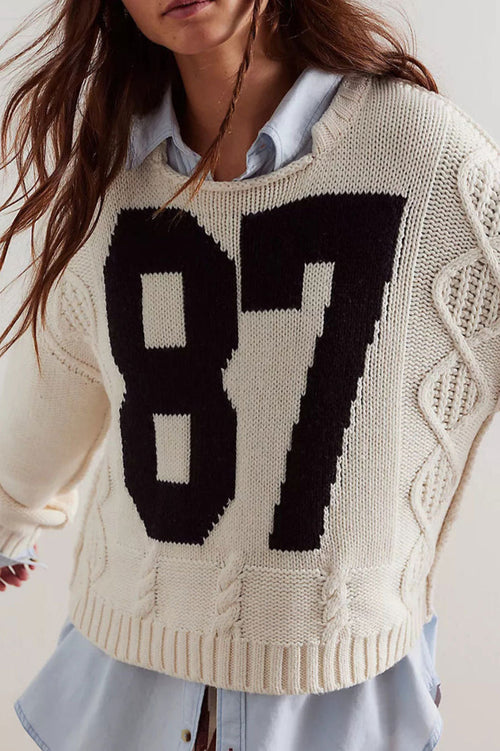 Colorblock Digital Print Oversized Knit Sweater image 2