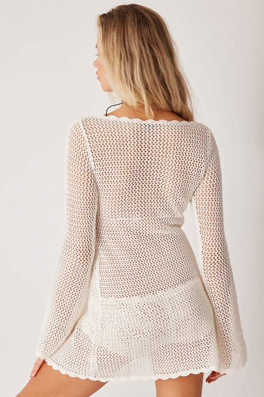 Solid Sexy V Neck Tie Knit Hollow Blouse image 10