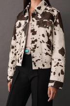 Trendy Asymmetrical Print Short Coat image 2