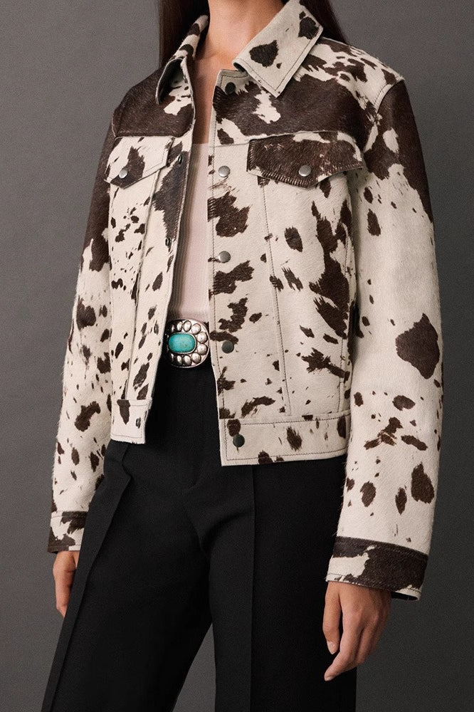 Trendy Asymmetrical Print Short Coat image 2