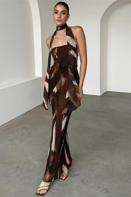 Strapless Backless Print Maxi Dress image 1