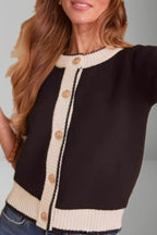 Black White Contrast Slim Cardigan image 4