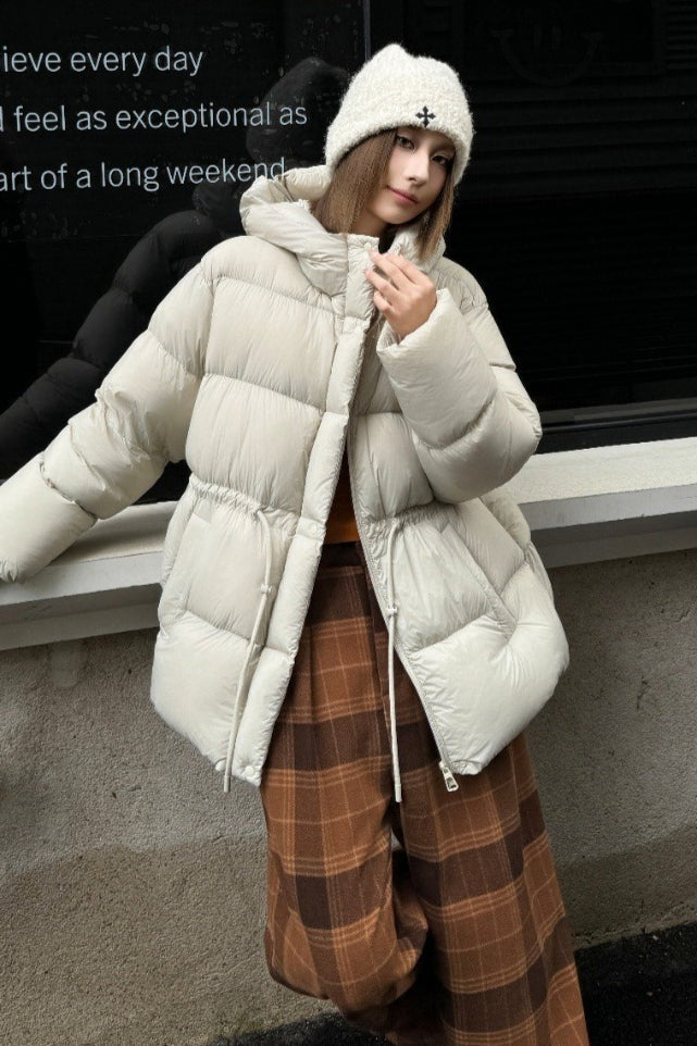 Premium White Duck Down Trench Puffer Jacket image 8
