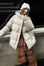 Premium White Duck Down Trench Puffer Jacket image 8