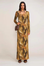 Solid Color Square Neck Bodycon Maxi Dress image 2