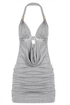 Halter V Neck Solid Sleeveless Slim Mini Dress image 6