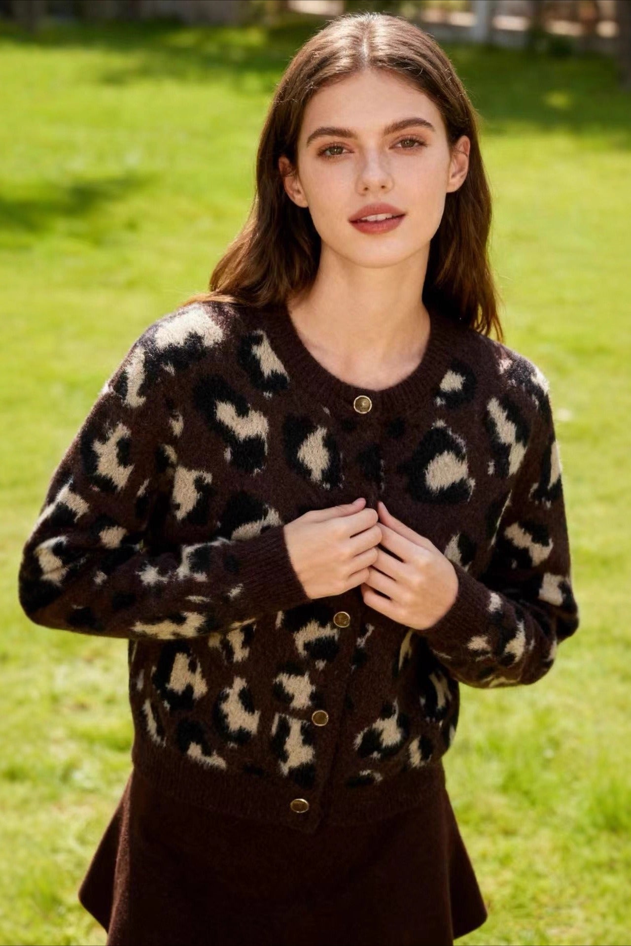Button Detail Round Neck Knit Top image 2