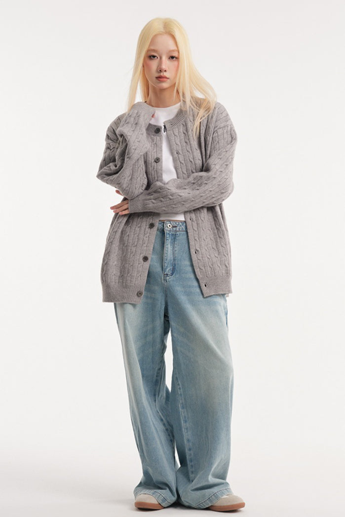 Relaxed Fit Cable Cardigan image 6