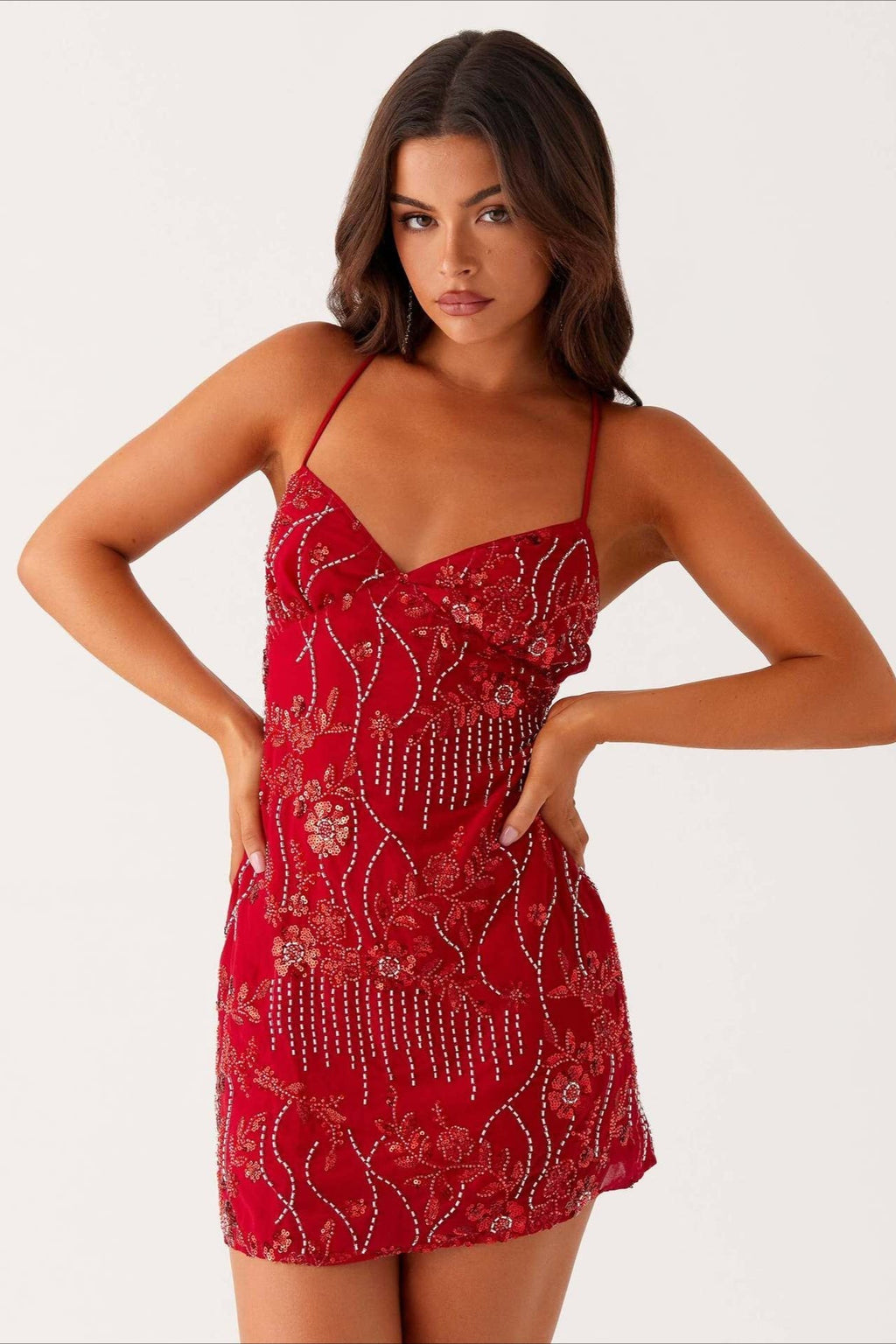 Colorful Beaded Back Tie Cocktail Dress image 22