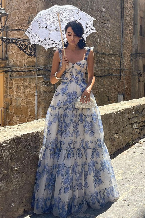 Floral Print Sleeveless Backless Lace-up Floral Dress image 2