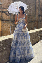 Floral Print Sleeveless Backless Lace-up Floral Dress image 2