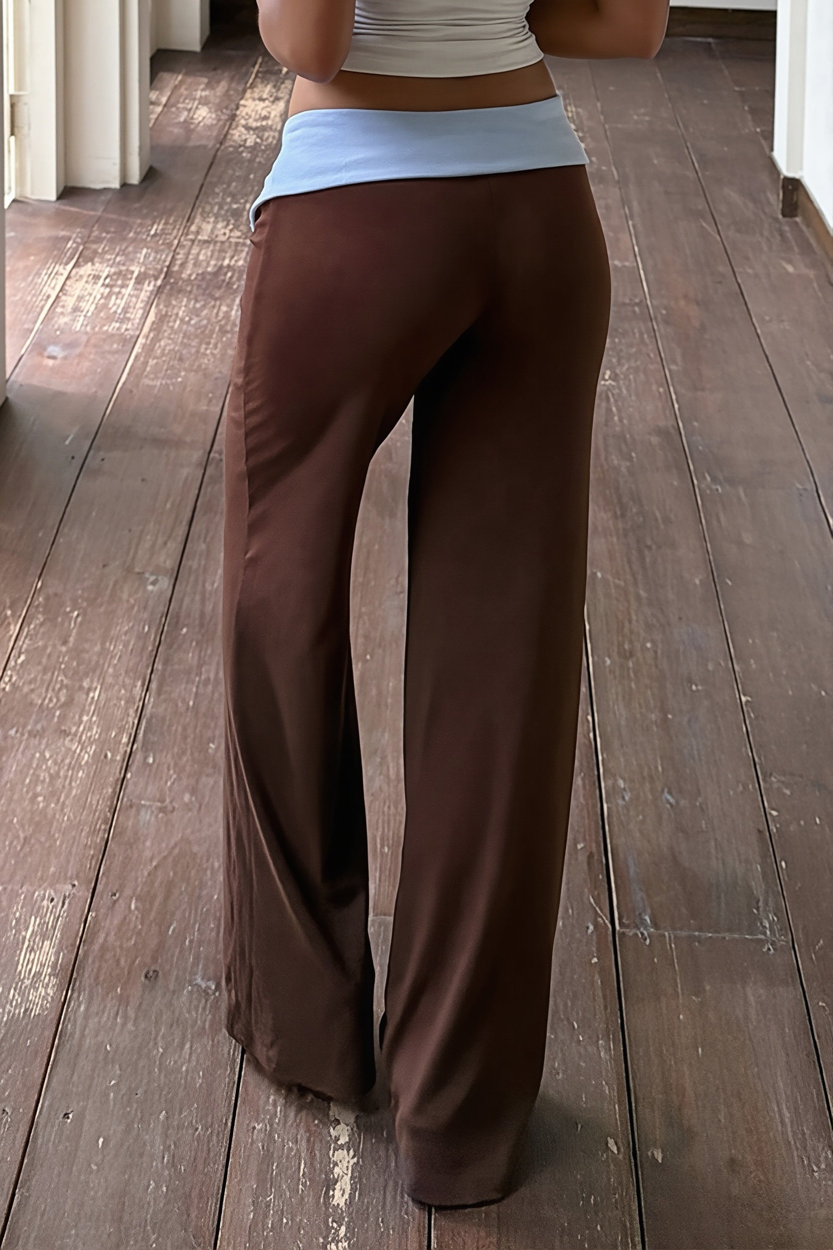 Split Button Fold Waist Knit Pants image 4