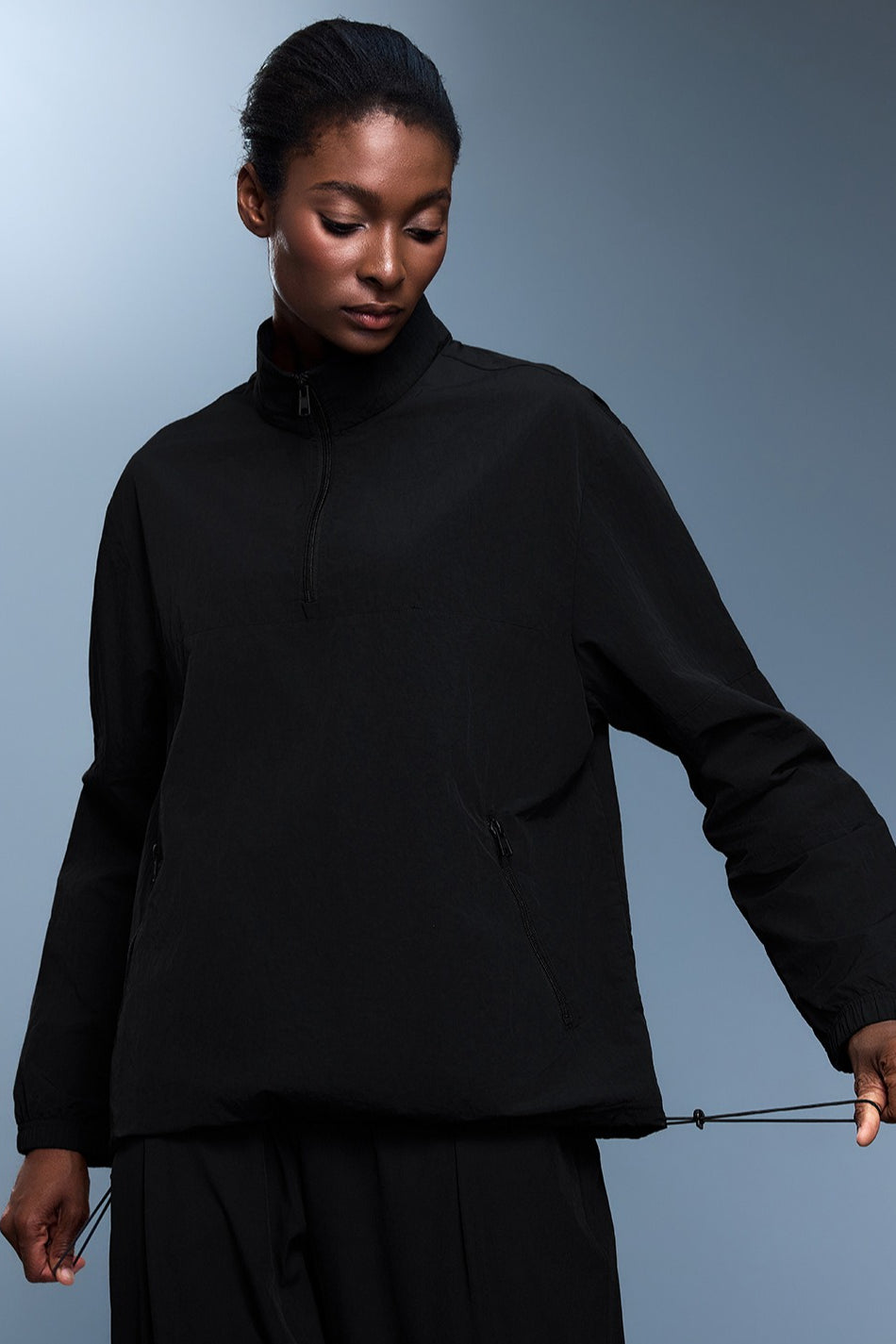 Athletic Half-Zip Solid Loose Sweatshirt image 5