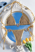 Gold Metal Tie Two Piece Bikini Set image 4