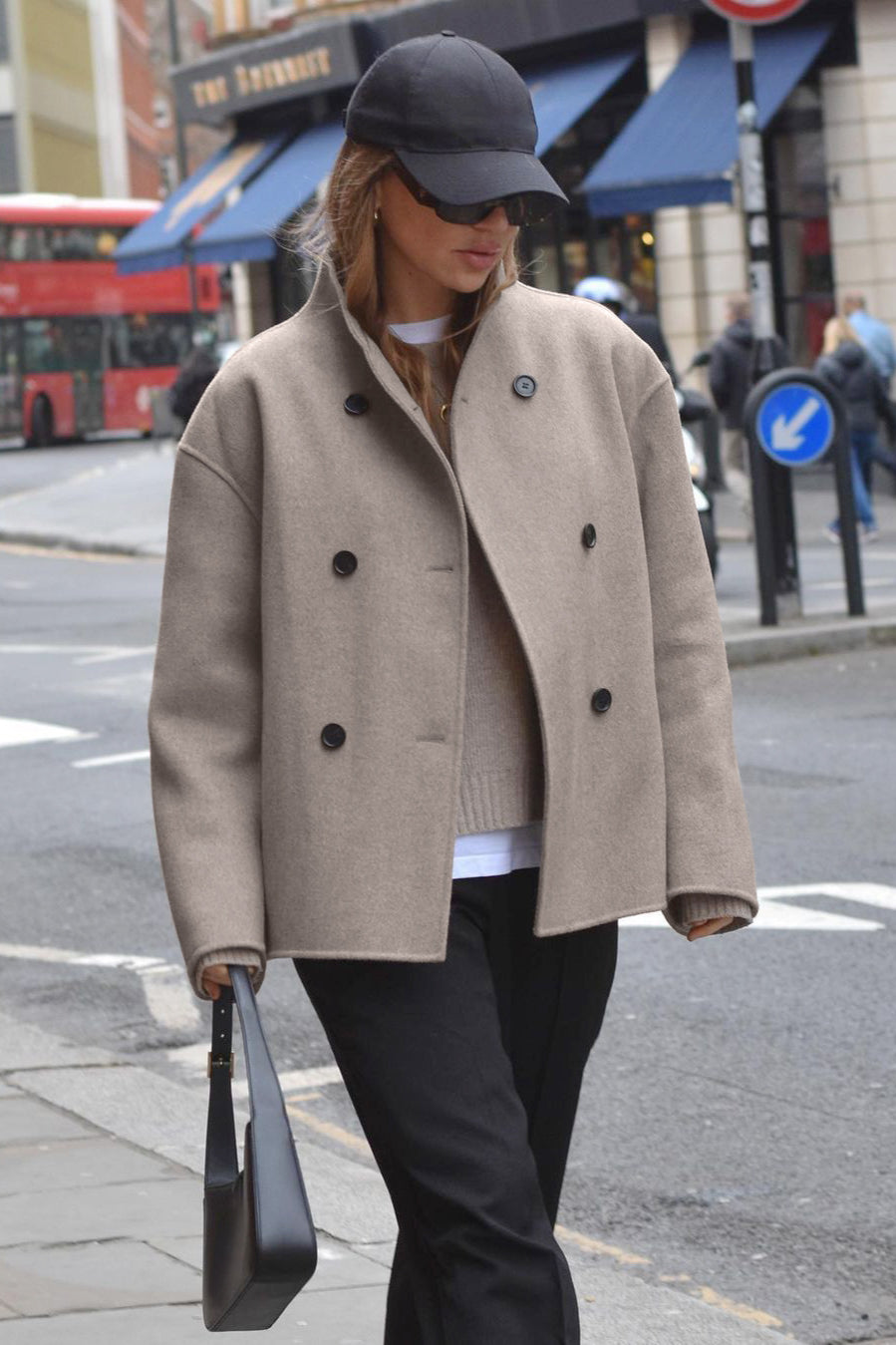 Vintage Brown V-Neck Wool Coat image 3