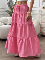 Capri Tiered Maxi Skirt detail view styled for Avrienne